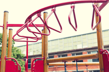 climbing frame on playground at summer