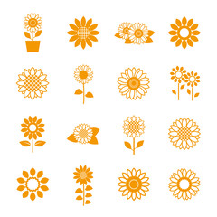 Naklejka premium Sunflower icon set