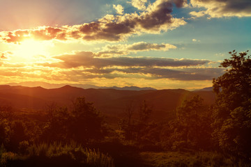 Warm rays of setting sun