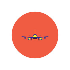 stylish icon in color circle travel airplane