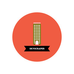 stylish icon in color circle building skyscraper 