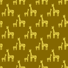Vintage background on an African theme. Giraffes seamless pattern