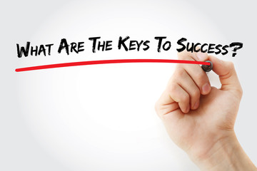 Hand writing What Are The Keys To Success? with marker, concept background