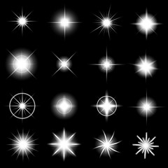 Creative concept Vector set of glow light effect stars bursts with sparkles isolated on black background. For illustration template art design, banner for Christmas celebrate, magic flash energy ray