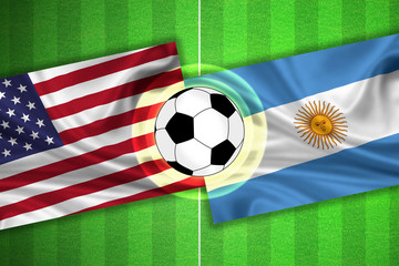 Naklejka premium USA / United States of America - Argentina - Soccer field with ball