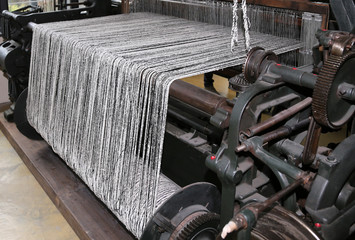 old last century loom for the production of the fabrics in the t