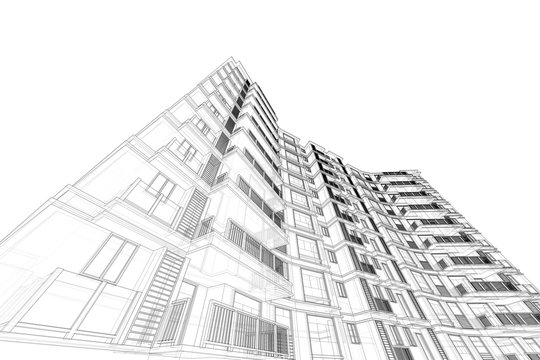 architecture abstract, 3d illustration, building structure