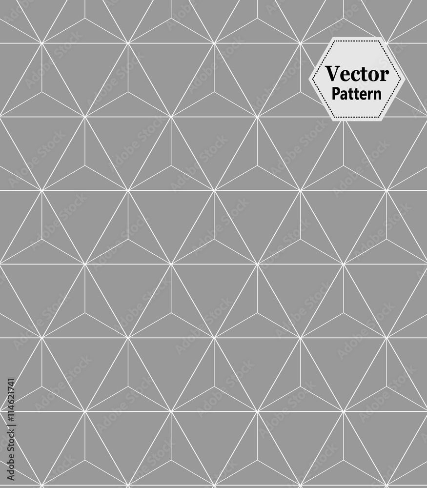 Wall mural black and white geometric pattern with triangle, abstract background, vector pattern