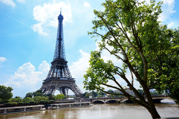 Fototapeta na wymiar Eiffelturm in Paris an der Seine - Eiffeltower - Tour Eiffel