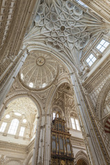 Fototapeta na wymiar Cathedral White Ceiling Dome Mezquita Cordoba Spain.