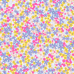 vector seamless cute naive gentle romantic flower ditsy pattern, wild flowers, spring summer time, nature in bloom, colorful floral background allover print 