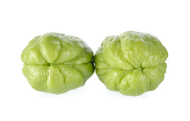 Fototapeta premium uncooked whole fresh chayote on white background