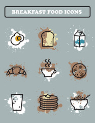 Breakfast food icons set.