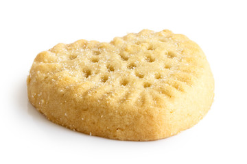Traditional shortbread heart biscuit isolated on white.