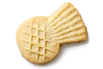 Traditional shortbread thistle biscuit isolated on white.