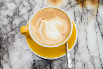 hot coffee with latte art