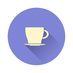 Cup icon with long shadow. Vector illustration