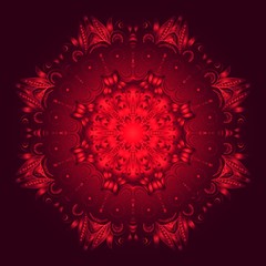 Vector colorful illustration of round floral ornament