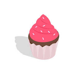 Cupcake icon, isometric 3d style