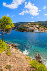 Fototapeta na wymiar View of Assos village and beautiful sea, Kefalonia island, Greece