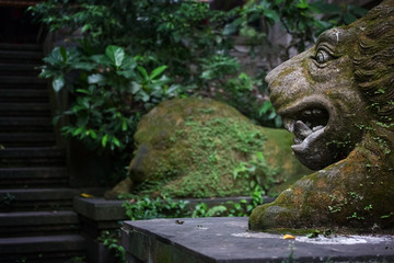 Obraz premium Lion statue in Sacred Monkey Forest, Ubud, Bali, Indonesia