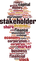 Obraz premium Stakeholder word cloud concept. Vector illustration