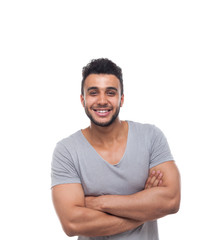 Casual Man Happy Smile Young Handsome Guy Folded Hands