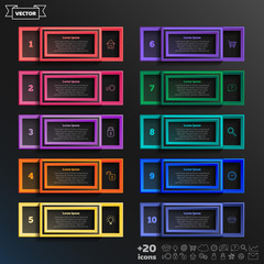 Fototapeta premium Vector infographic design list with colorful square.