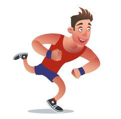 Vector illustration cheerful runner athlete cartoon
