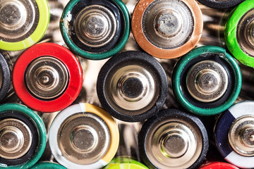 Battery color closeup next to each other