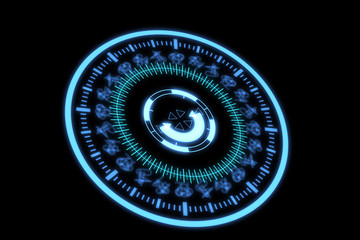3D digital HUD Element in Motion. Nice 3D Rendering for your futuristic Project
