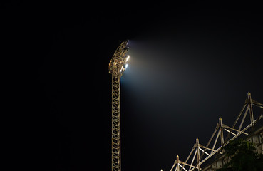 sportlights tower with background dark night