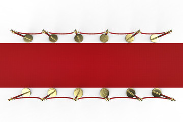 top view red carpet with rope barrier