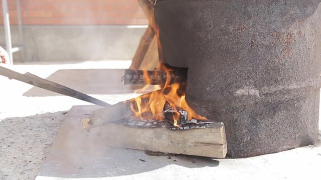 firewood for cauldron at outside