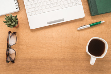  Office table with cup of coffee 