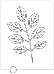 Coloring book with decorative leaves