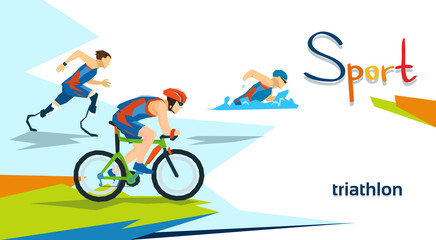 Fototapeta premium Disabled Athletes Triathlon Marathon Sport Competition