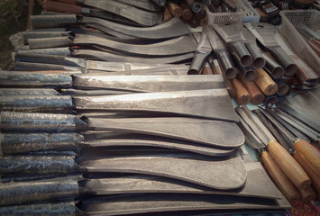 Big knife / Heap of big knife in the market.