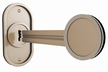 Key with lock cylinder, 3d illustration