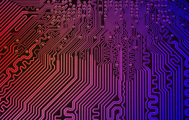Printed board of computer component, closeup
