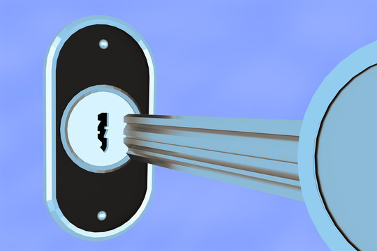 Key with lock cylinder, 3d illustration