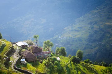 Fotobehang nepal village hill © teeraphan