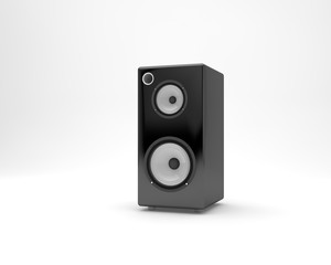 black audio speaker realistic modeling
(white background)