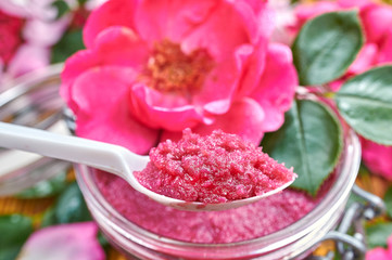 Home made rose petal jam. Rose preserve