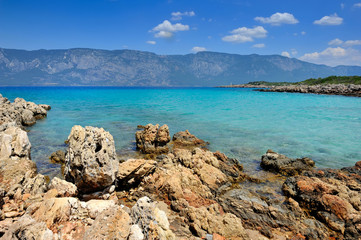 Beautiful seascape with rocky islands. Aegean sea. Turkey