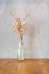 Dry flower in tall and transparent vase - 114639152