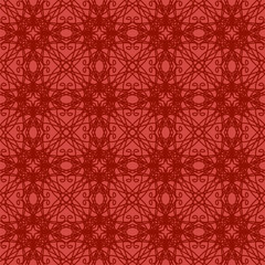 Seamless Texture on Red. Element for Design. Ornamental Backdrop. Pattern Fill. Ornate Floral Decor for Wallpaper. Traditional Decor on Background