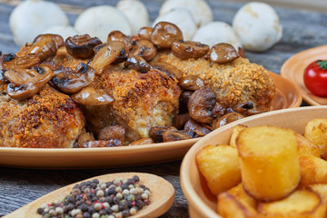 Pork roulades with mushrooms and vegetables