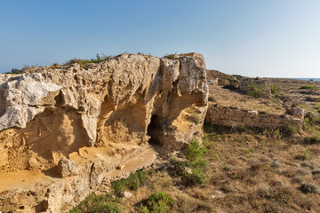 Fototapeta na wymiar Ancient city walls ruins in Paphos, Cyprus.