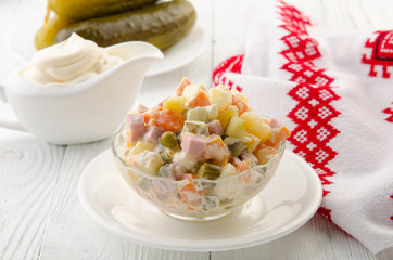 Russian traditional salad olivie